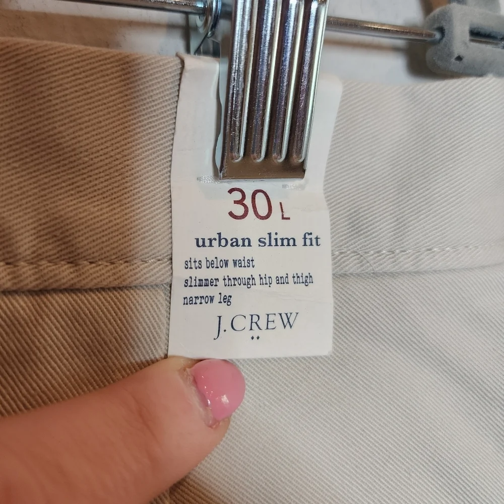 NWT J. Crew Urban Slim‎ Fit Light Beige Chino Pants Men's Size 31×30